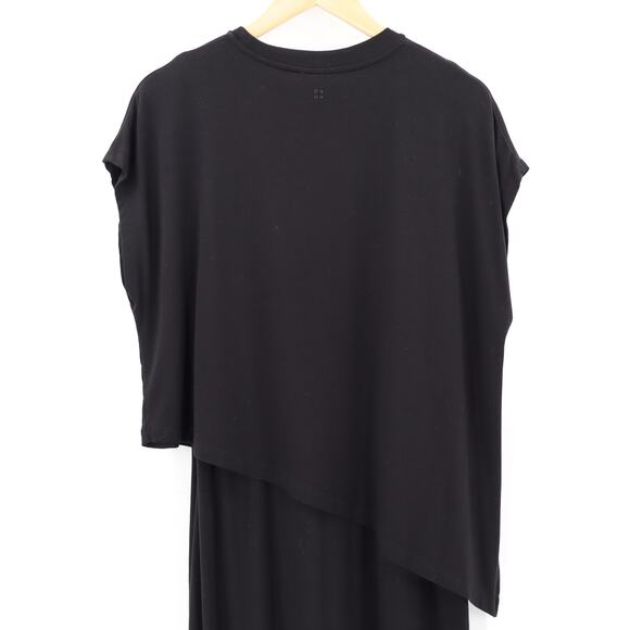 Sweaty Betty Mellow Midi Dress Sz M Black Asymmetrical Viscose Blend Minimalist - Picture 4 of 8